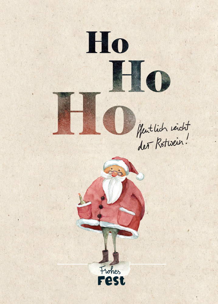 Home Weihnachtskarte Aquarellzeichnung Rotweihnachtsmann